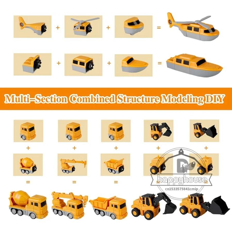 Magnetic Transform Engineering Car Assembled Toys for Toddler Magnetic Blocks for Kids Activities Toy Transforming Robot Car Toy