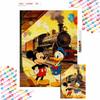 Diamond Painting Mickey Mouse and Donald Duck Train Station Scenery Handmade Diy Mosaic Art Painting Kit Home Decoration