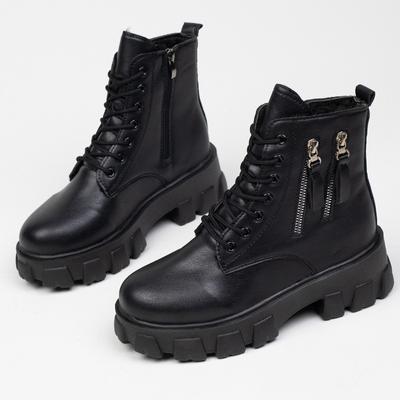 Мягкие кожаные женские зимние ботинки с толстой подошвой, теплые хлопковые ботинки с толстой подошвой