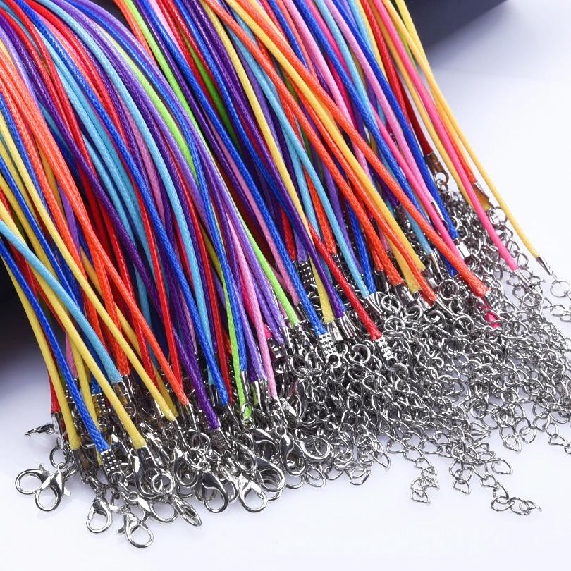 Mix Rainbow Color 102030Pcslot 50Cm Leather Rope Chain Necklace For Women Men Accessories Diy Wax Adjustable Choker Necklace