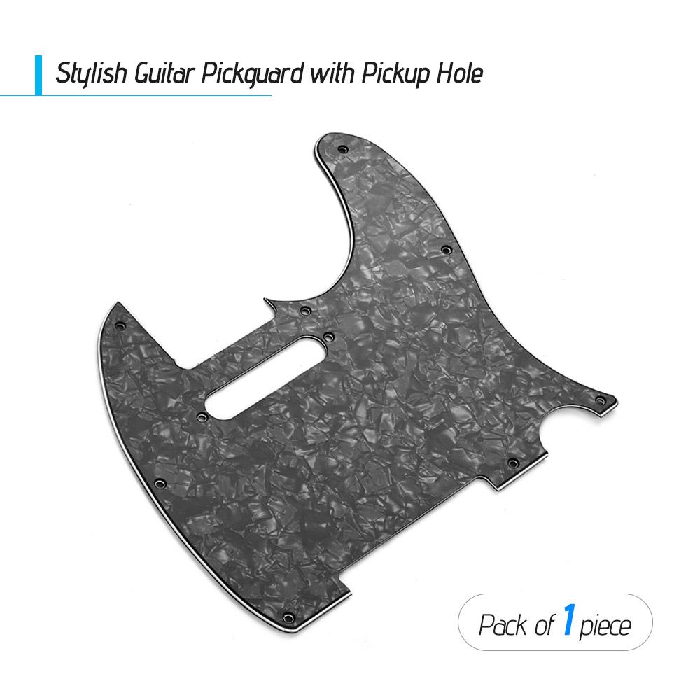 3Ply Guitar Pickguard with Single Coil Pickup Hole for Telecaster Style Electric Guitar Black Pearl