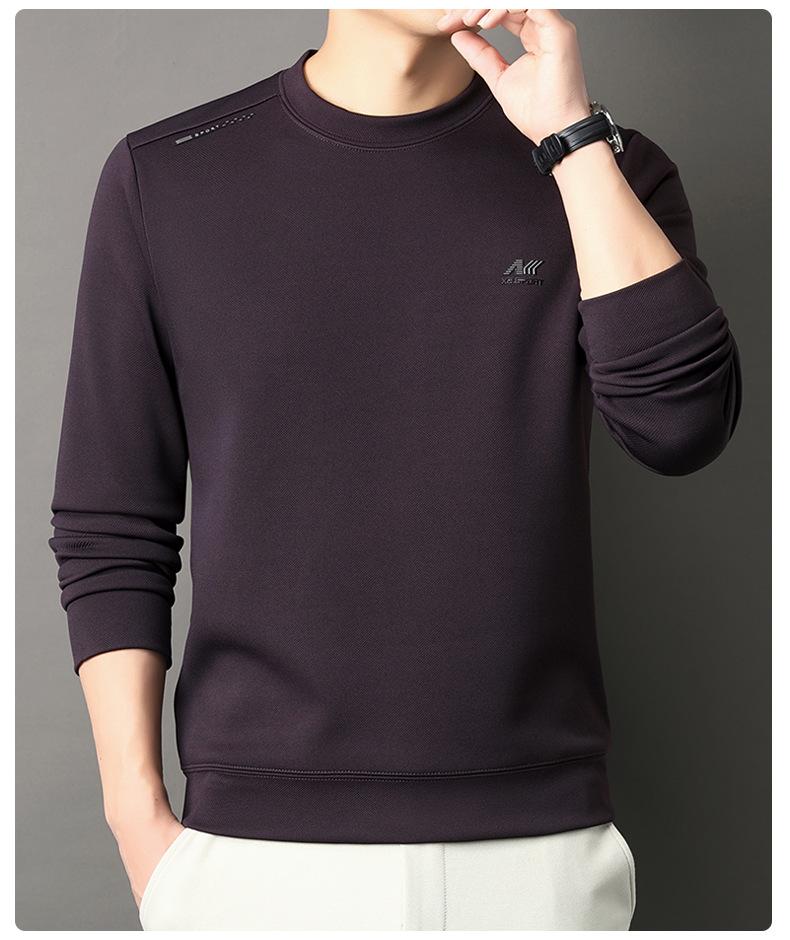 2025 Men's Fleece-Lined Casual Round Neck Warm Sweatshirt Long Sleeve T-shirt Winter Collection