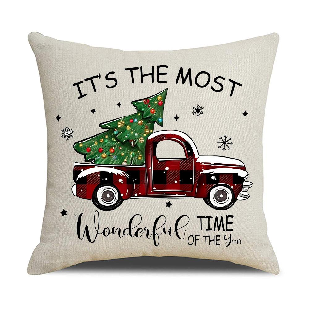 Red Plaid Christmas Pillowcase Home Sofa Decoration Pillow Festive Atmosphere Cushion Backrest
