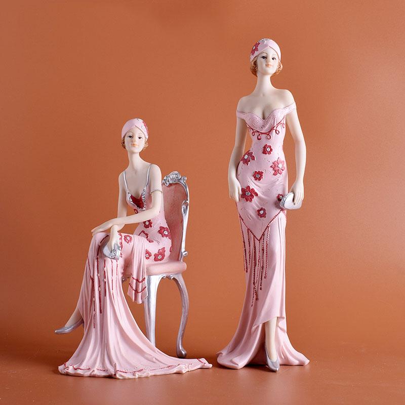 Европейские смоляные статуэтки Аксессуары Девушка Красота Персонаж Дом Гостиная Стол Фигурки Ремесла Украшение Свадебные Подарки на День Рождения