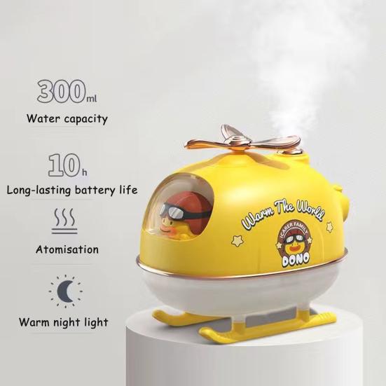 Cute Duck Pilot Airplane USB Humidifier 300ml Portable Personal Cool Mist Humidifier with Colorful Night