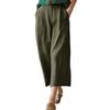Women's Solid Color Pants With Elastic Waistband. Straight Leg. Loose Casual Cropped Pants