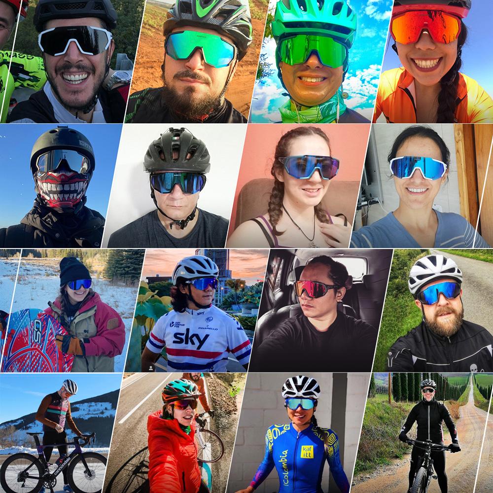 Queshark Cycling Glasses Polarized Sports Sunglasses Men Women with 3 Interchangeable Lens Anti-UV400 Bike Eyewear