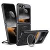 SUTENI G3 For Samsung Galaxy Z Flip7 FE 5G/Z Flip6 5G Magnetic Case Rotating Kickstand Carbon Fiber Texture Leather Phone Back Cover