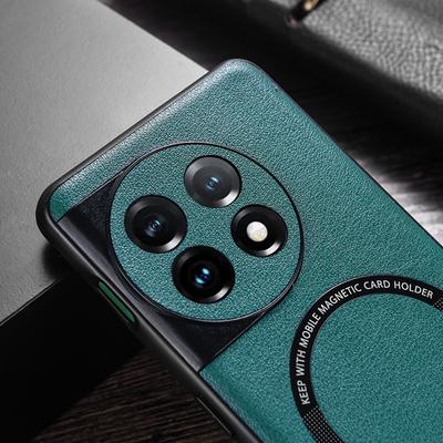 Совместимый с MagSafe чехол для OnePlus 11 5G, задняя крышка телефона из ТПУ+ПК с покрытием из ПУ кожи