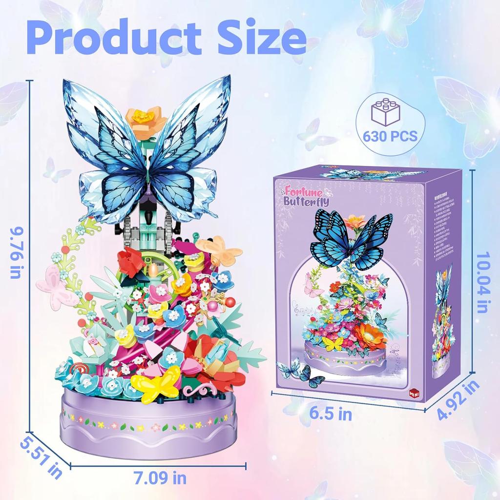 Набор для сборки букета цветов для взрослых, 630 деталей, цветы-бабочки, мини-кирпичики, строительные блоки, наборы для бонсай, ботаническая коллекция, домашний декор, день рождения