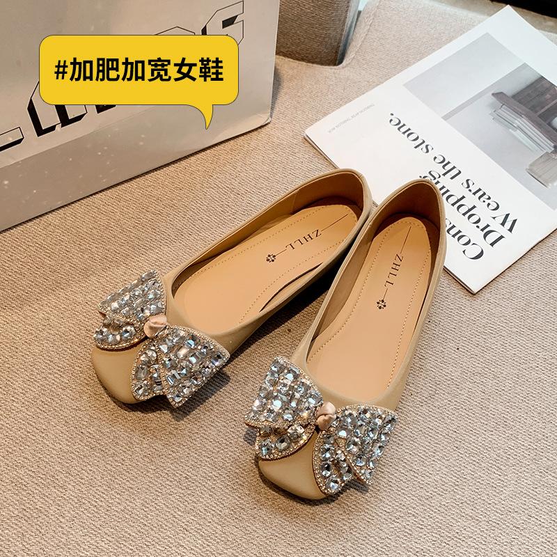 A20014 French light mouth bow flat shoes soft sole soft surface single shoes widened large size women's shoes 41