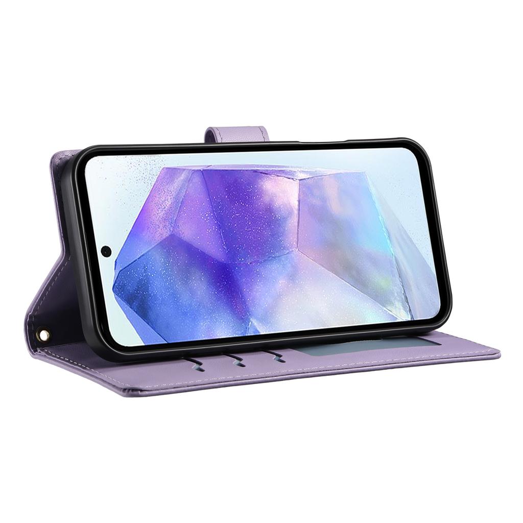 Чехол для Samsung Galaxy A55 5G с ромбовидной прострочкой, кошелек-подставка, кожаный чехол для телефона с длинным/коротким ремешком