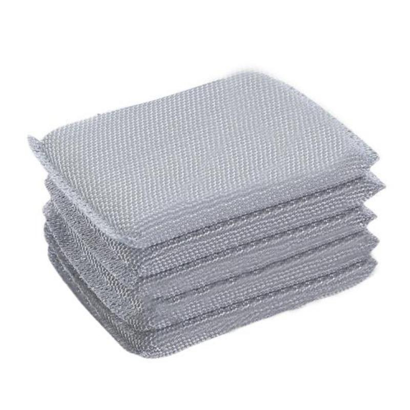 24 шт., губка для мытья посуды из стальной проволоки, двусторонняя чистящая губка, антипригарное масло, кухонная тряпка для мытья посуды, многоразовый инструмент для чистки дома