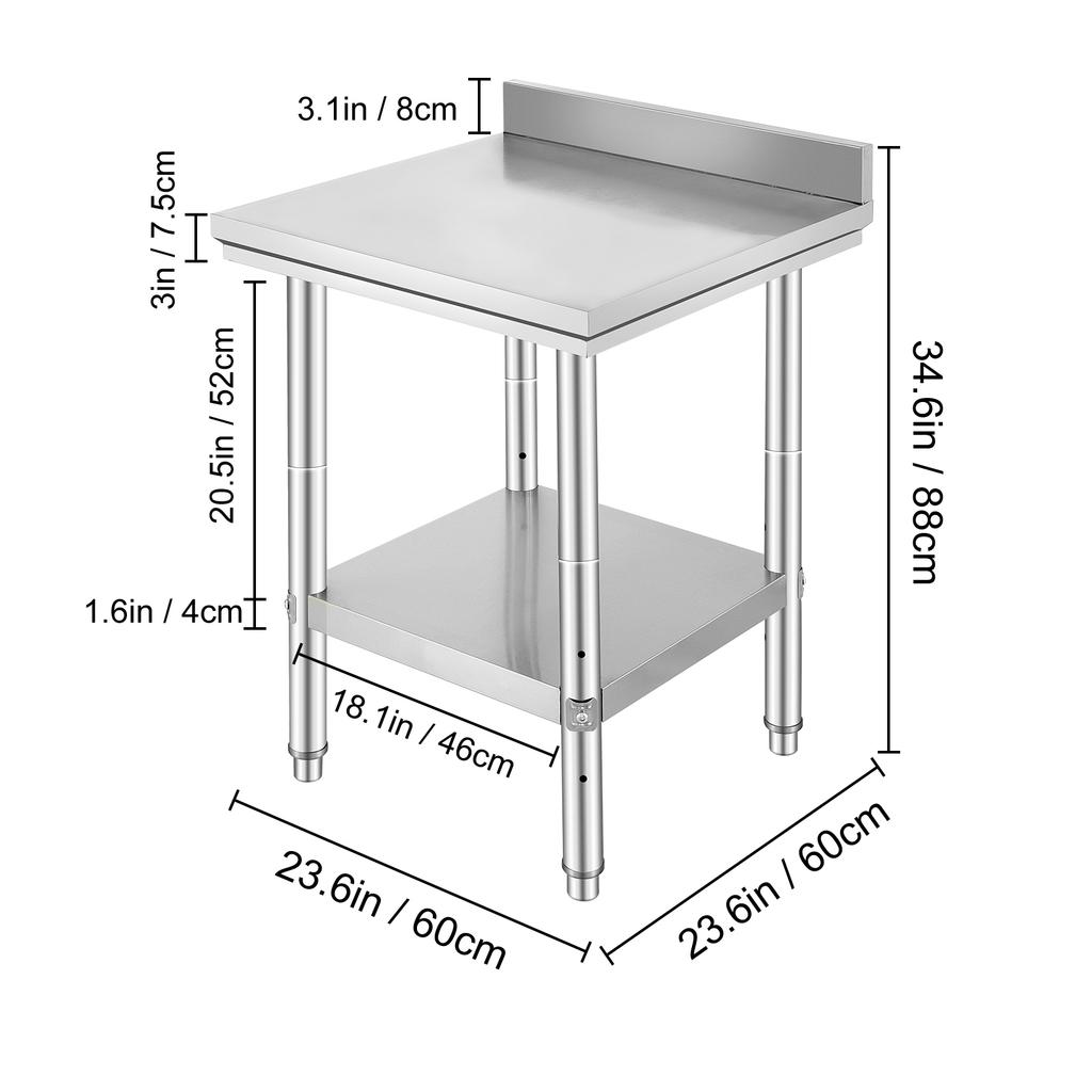SucceBuy Кухонный рабочий стол из нержавеющей стали Коммерческий стол для кейтеринга Рабочий стол с нижней полкой для ресторана Гараж