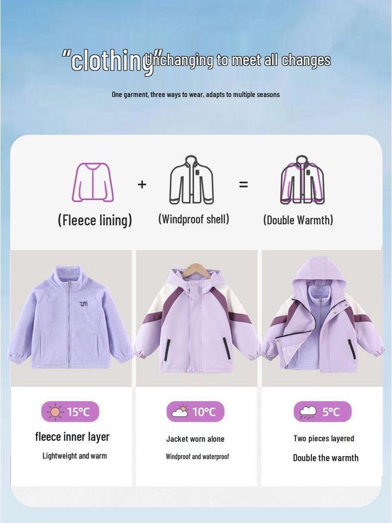 Детская ветровка Minecraft, средний/большой размер, с мультяшным принтом: Мягкаяshell куртка 3-в-1 Осень/Зима