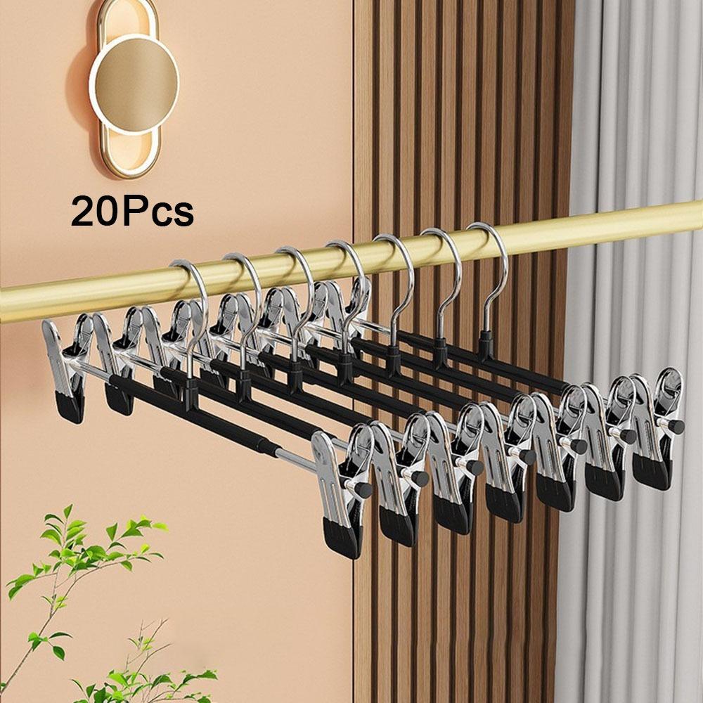 20Pcs Anti-slip Pant Hangers Stainless Steel Pants Clamp Closets Storage Organizer  Living Room