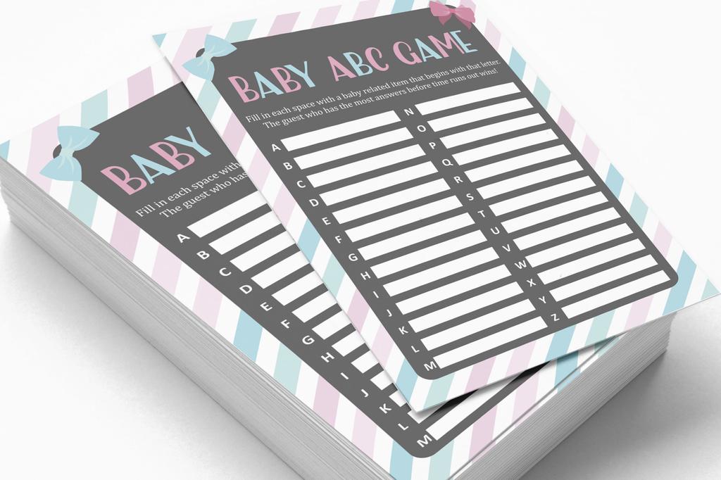 Inkdotpot 50 BabyA AlphabetA ABCA GameA Stripe Gender Reveal Baby Shower Game Ita s A Boy Ita s A Girl Party