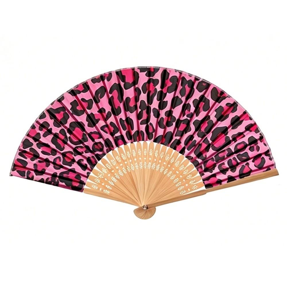 Lightweight Portable Leopard Print Folding Fan Foldable Dance Hand Fan Stage Dance Performance