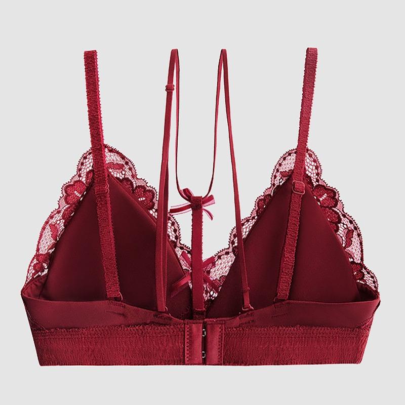 Сексуальное кружевное нижнее белье с треугольной чашкой, чистое желание, женское полое с бантом, съемный бюстгальтер, красивое и удобное