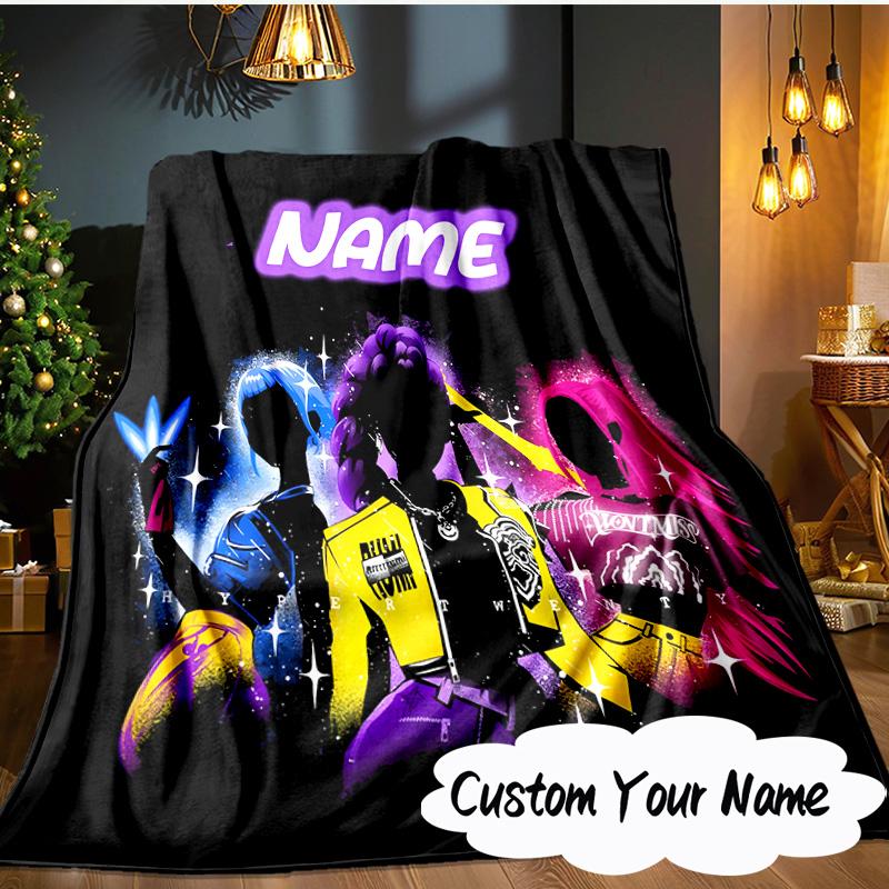 Custom Name KPop Cartoon Blanket Ideal Bedding Blanket Perfect for Travel, Camping, Living Rooms, Offices, Sofas, Fan Christmas gift