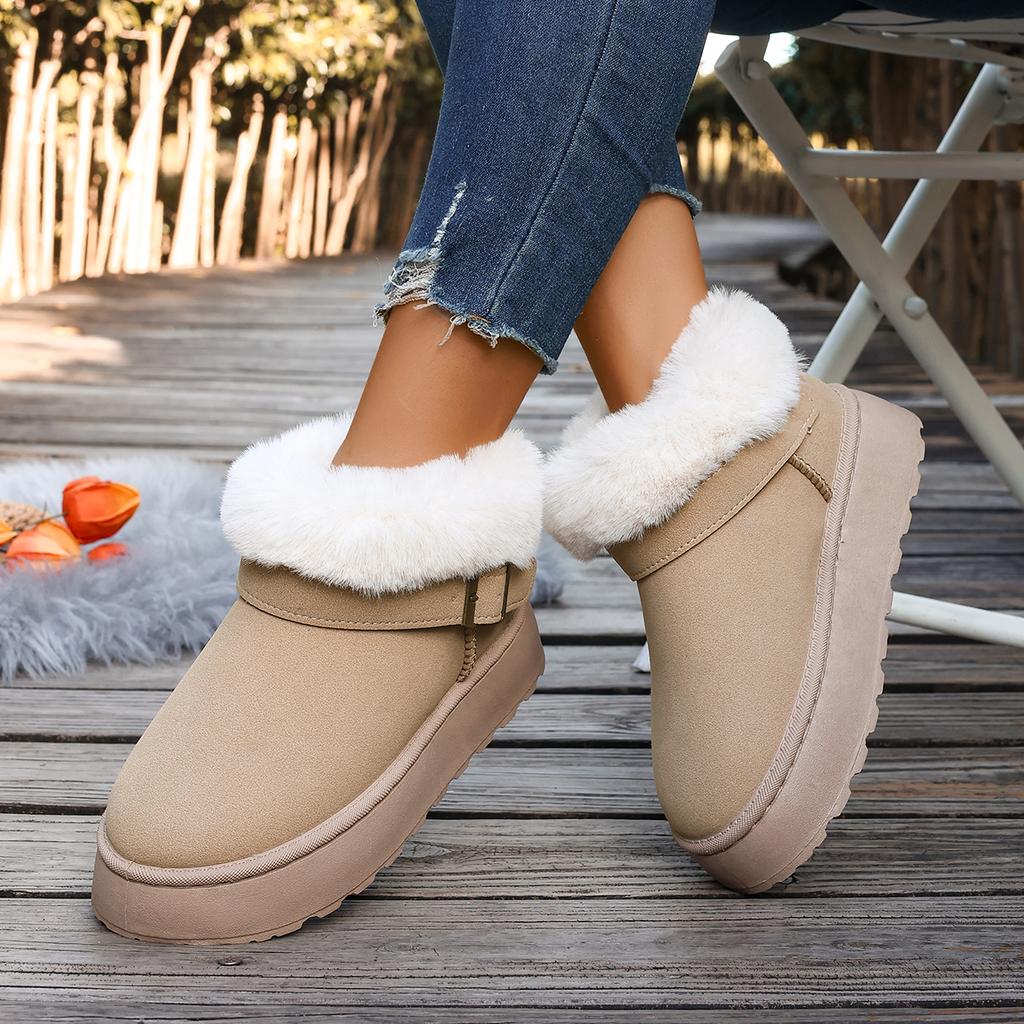 2025 Winter Fashion Retro Casual Snow Boots Soft Soled Comfortable ShoesWomen Warm Non Slip Chunky Cotton Plush Ankle Boots