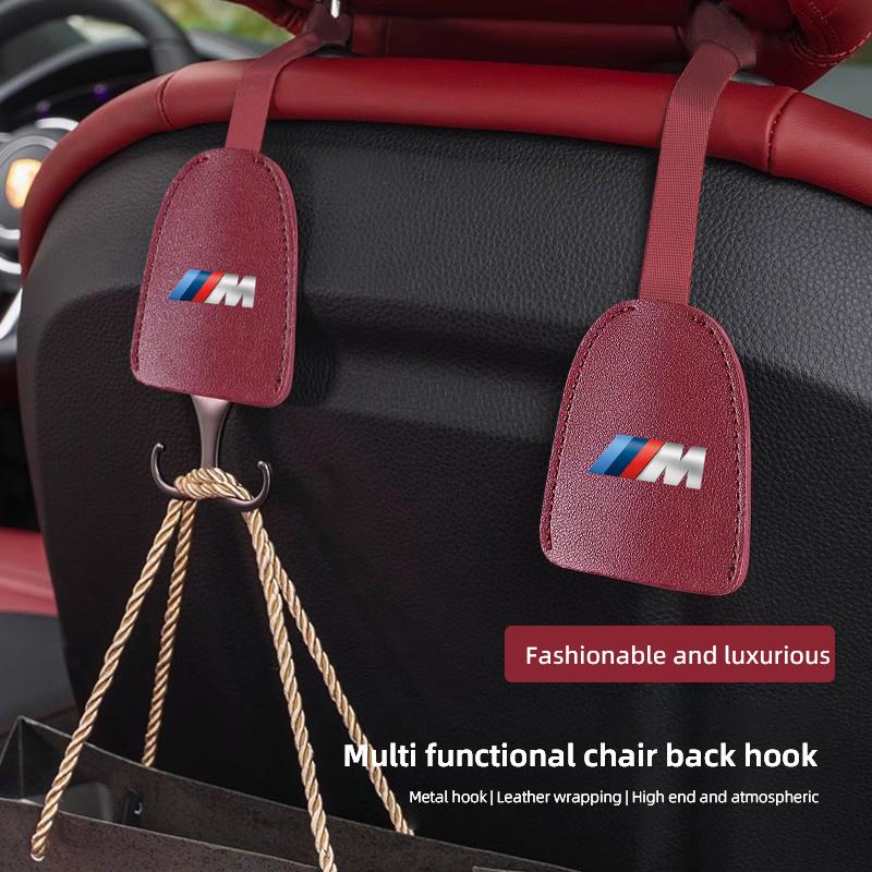 2026 Hot 2Pcs PU Leather Car Seat Back Hooks Interior Accessories Sticker For BMW X1 X3 X4 X5 E46 E90 F20 E60 E39 F10 M1 M2 M3 M5 M6 E8