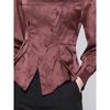 Chinese Style Jacquard Stand Collar Shirt Tops for Women with Irregular Design Waist Chic Spring Wear