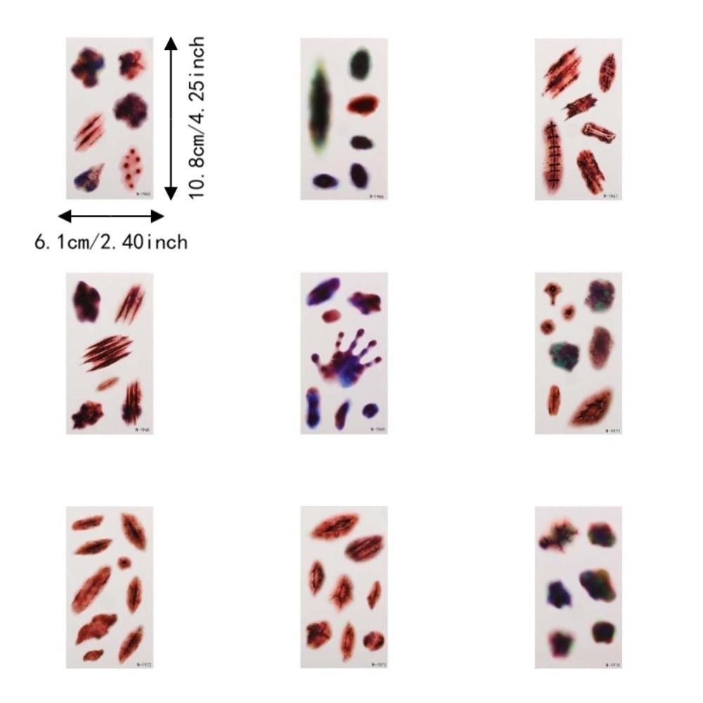 Waterproof Bruise Scab Scar Tattoo Sticker Bloody Makeup Body Art Scar Decals Photo Props