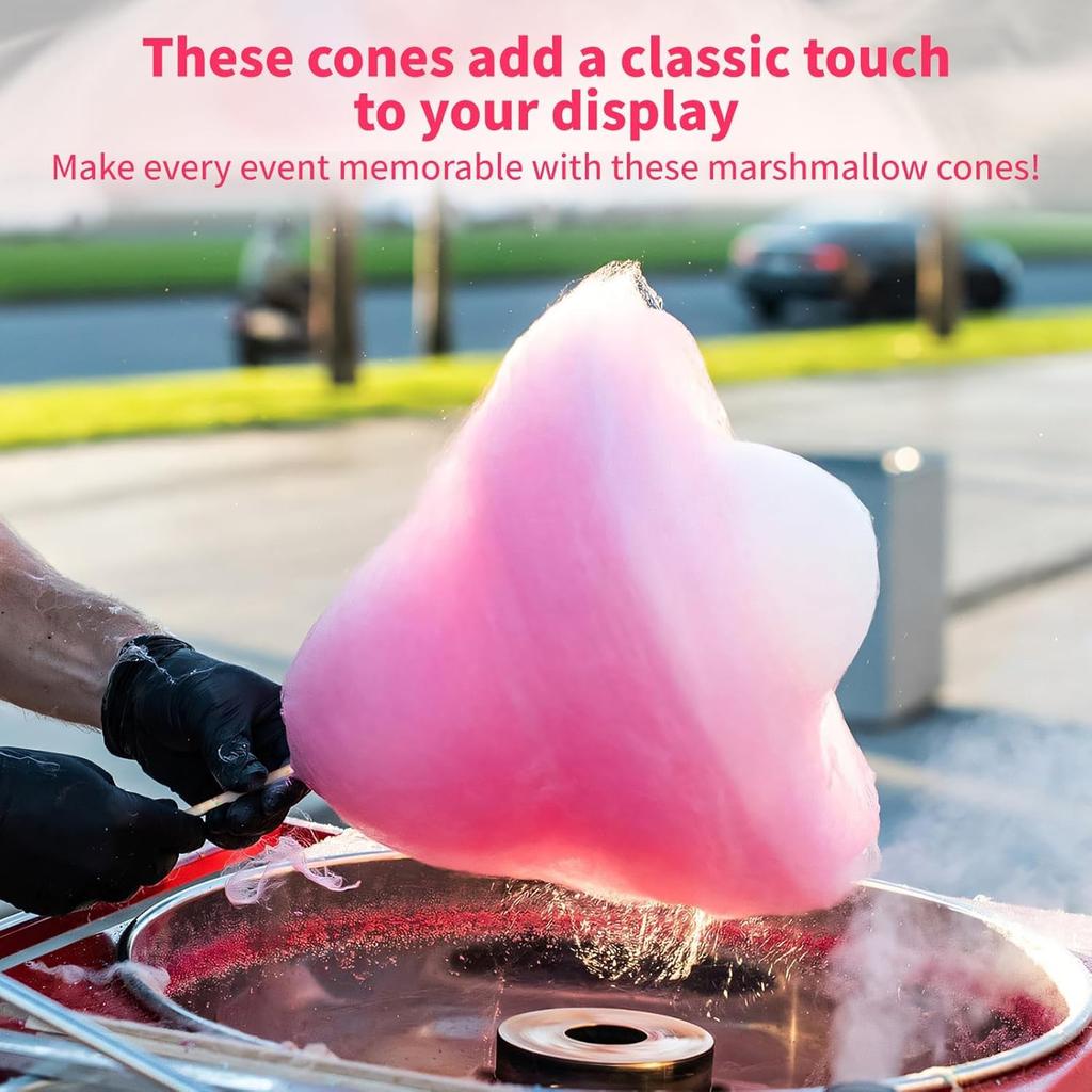 Cotton Candy Sticks, 50 Pcs Cotton Candy Cones, Colorful Cottons Candys Supplies Paper Straws Cones, Cottons Candy Holder Stick Paper Straw Cones for