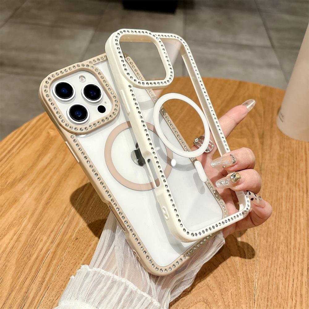 Новый модный блестящий прозрачный чехол с бриллиантами для iPhone 16 15 14 13 11 12 Pro Max 16 Plus Магнитный чехол-бампер с беспроводной зарядкой