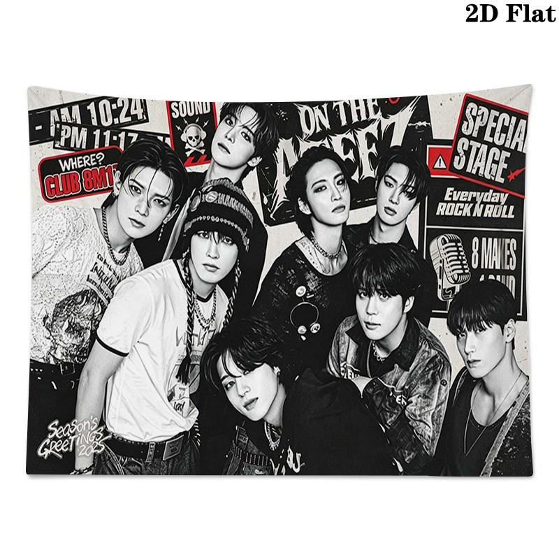 Ateez Poster Wall Tapestry Aesthetic Wall Hanging Printed Fabric Blanket Decorative Tapestries for Bedroom Living Room Home Decor