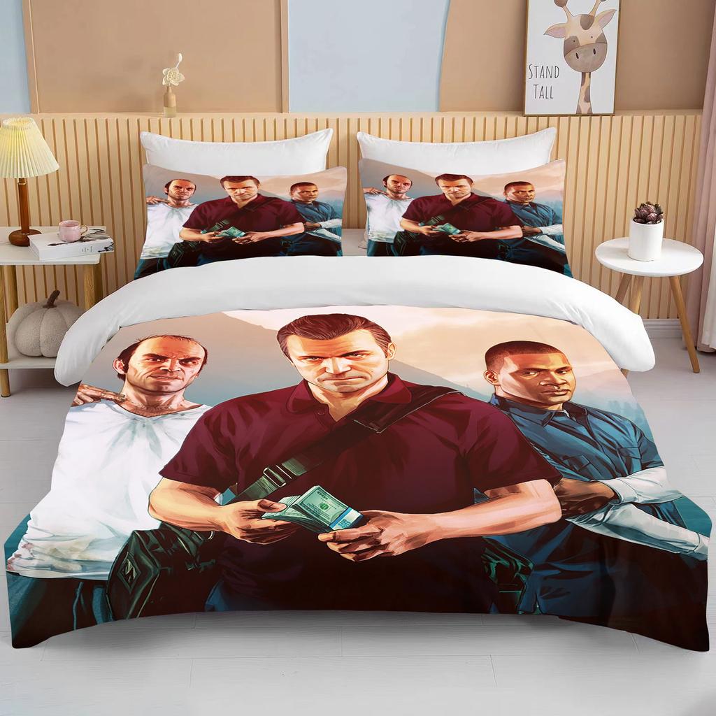 10 размеров 3D игра GTA V Постельный комплект Мультяшные пододеяльники Grand Theft Auto Постельное белье Постельные принадлежности с наволочкой Дропшиппинг