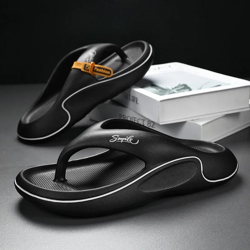 Fashion Men Platform Flip Flops Summer Thick Soft Sole EVA Slippers Outdoor Beach Sandals Anti-Slip Cloud Cushion Bathroom Slides Shoes