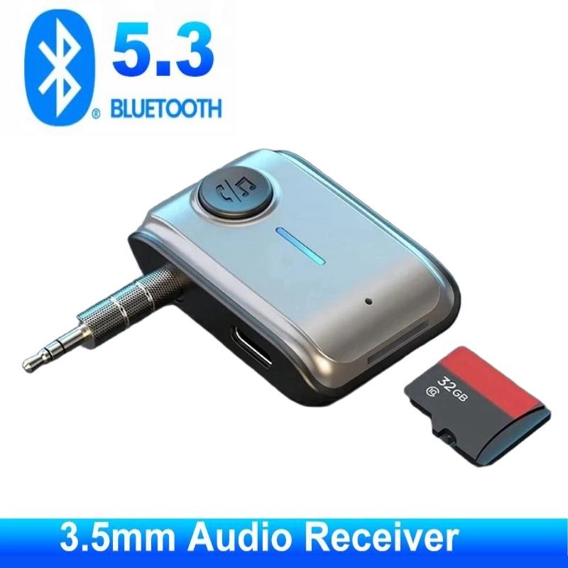 Автомобильный Bluetooth 5.3 приемник-адаптер 3,5 мм AUX разъемы для автомобильных динамиков A2DP беспроводной аудио музыкальный приемник адаптер поддержка TF карты автомобильная громкая связь