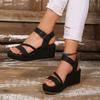 Romana Summer Woven Platform Sandals For Women With Pu Material And Buckle Strap