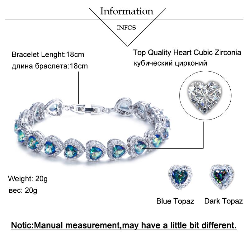 Свадебные теннисные браслеты WWJ высшего класса в форме мистического радужного сердца