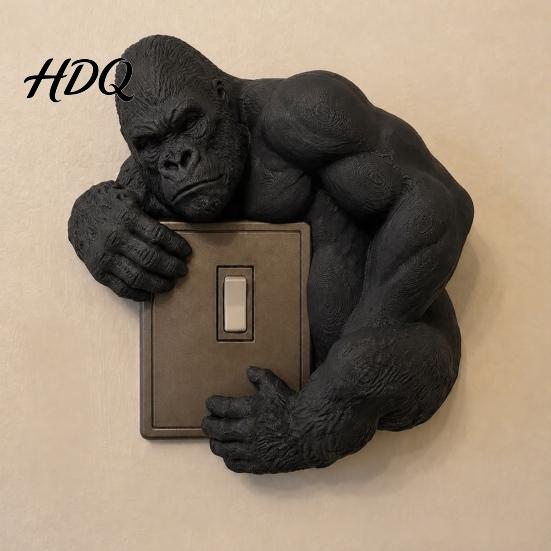 Художественное Декорирование Накладки на Выключатель 3D Панель Декор Гориллы Орангутан Крышка Настенного Светильника Животное Крышка Скульптура для Дома Спальни Гостиной Искусство