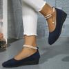 Summer Round Toe Comfortable Casual Bow Solid Color Retro Women's Shoes Shallow Mouth Breathable Light Wedge Platform Shoes