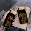 Черный фон с леопардовым принтом Для IPhone 17 Pro Max 16 17 Pro 15 Pro 14 13 Plus 12 Mini 11 Pro Max XR 16E 17 Air Золотой стеклянный чехол для телефона