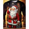 Мужская футболка с длинным рукавом, принт Санта-Клауса, удобная, модная, персонализированная, подходит для осени и зимы
