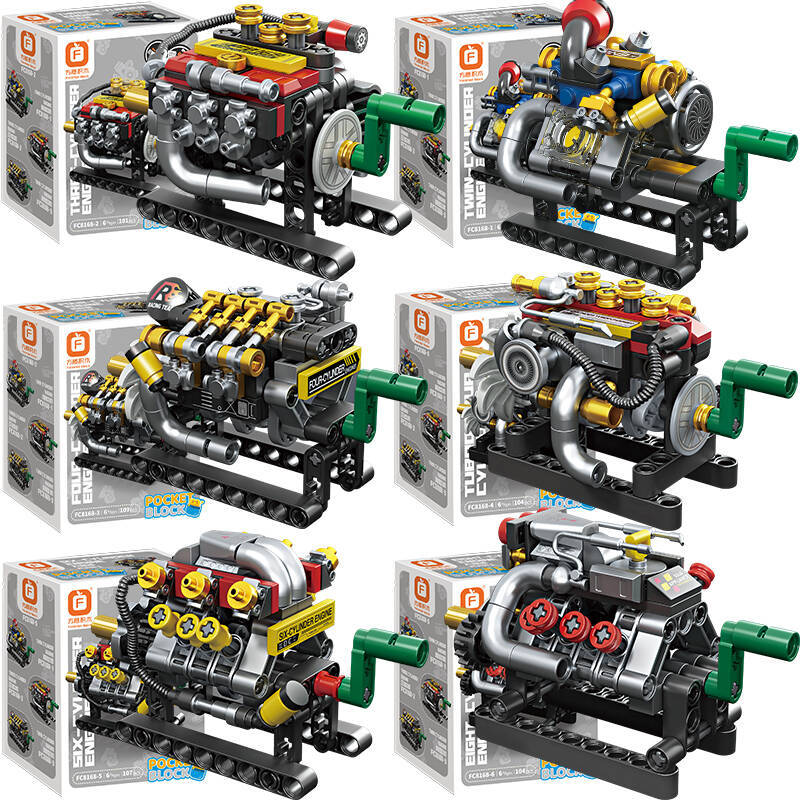 FC8168 V8 Racing Engine Building Block Model Science Educational Toy Kit for Boys DIY Assembly