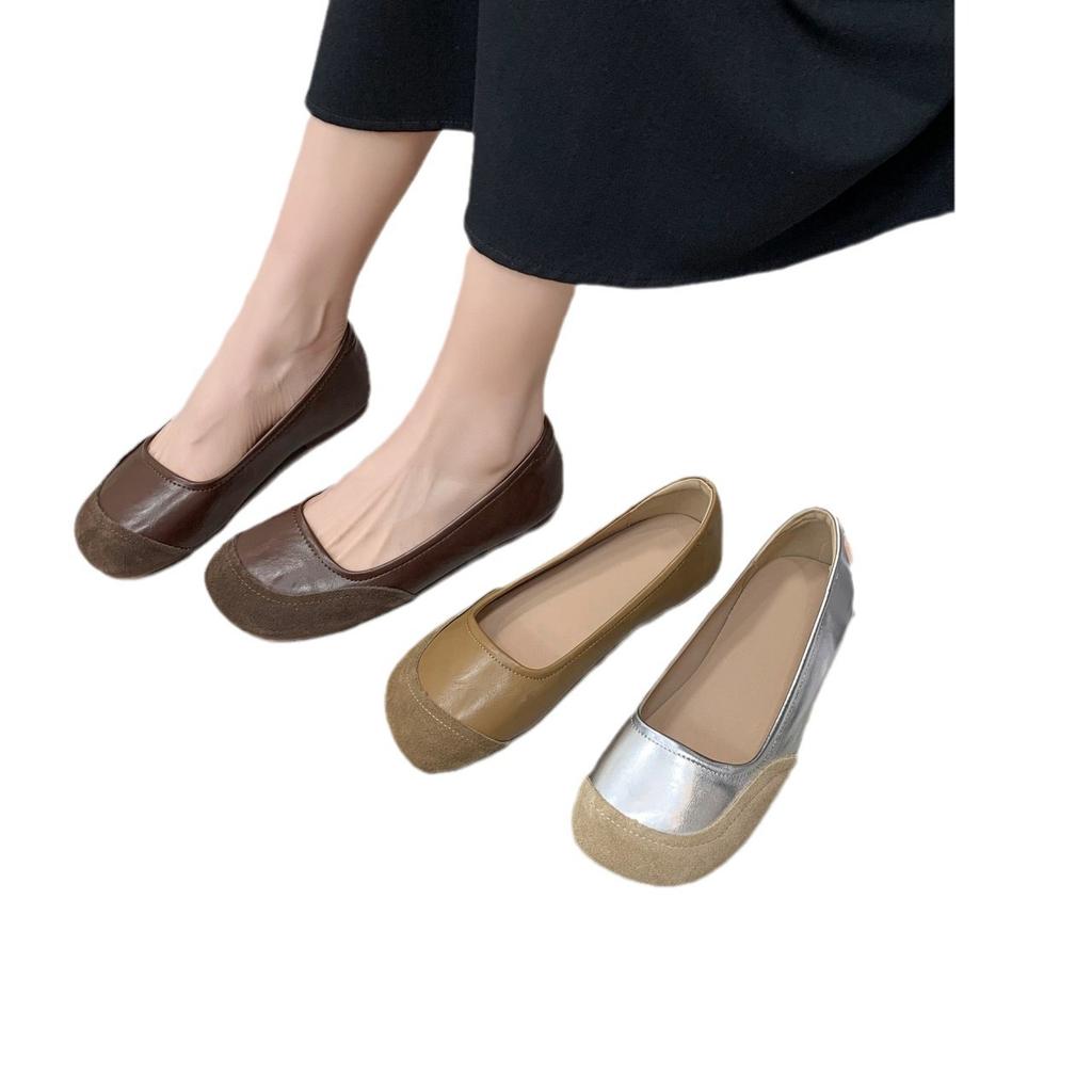 Retro Round Head Shallow Mouth Single Shoes Women Spring and Autumn New Evening Wind Flat Office Casual Comfortable Shoes