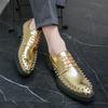 Мужские туфли на шнуровке Классические золотые лакированные туфли из кожи Повседневная обувь Мужские туфли на шнуровке для клуба Вечеринка мужские оксфорды Мокасины Балетки