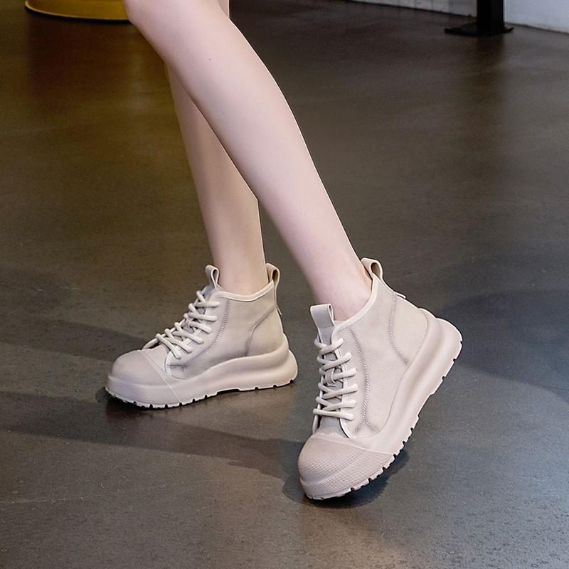 Модные женские кроссовки AIYUQI Ретро 2024 Новые из натуральной кожи с ремешками Женские балетки на высокой платформе Женская повседневная обувь