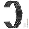 Quick Release Watch Band Stainless Steel 20mm 3D Watch Band Belt Black 5 Beads Watch Band Belt Tapered Watch for Women [Kai Tian]