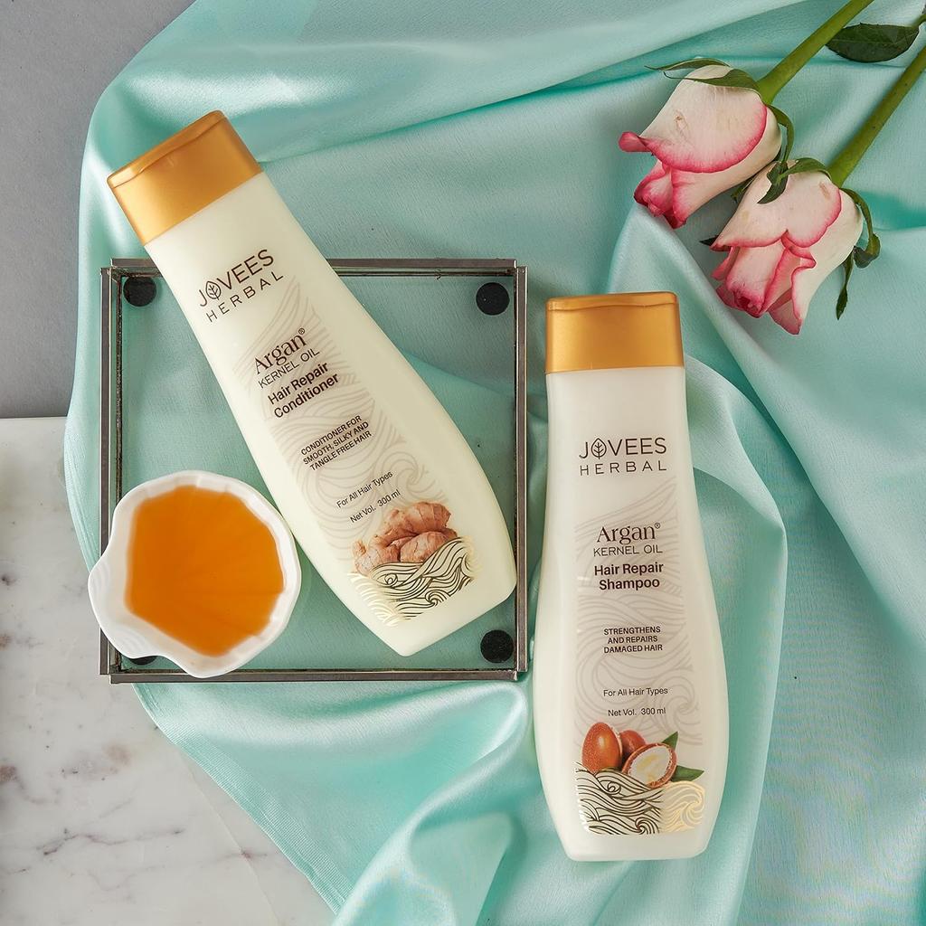 Jovees Травяное аргановое масло для восстановления волос, натуральный кондиционер для гладких, шелковистых волос, не спутывающихся, 300 мл