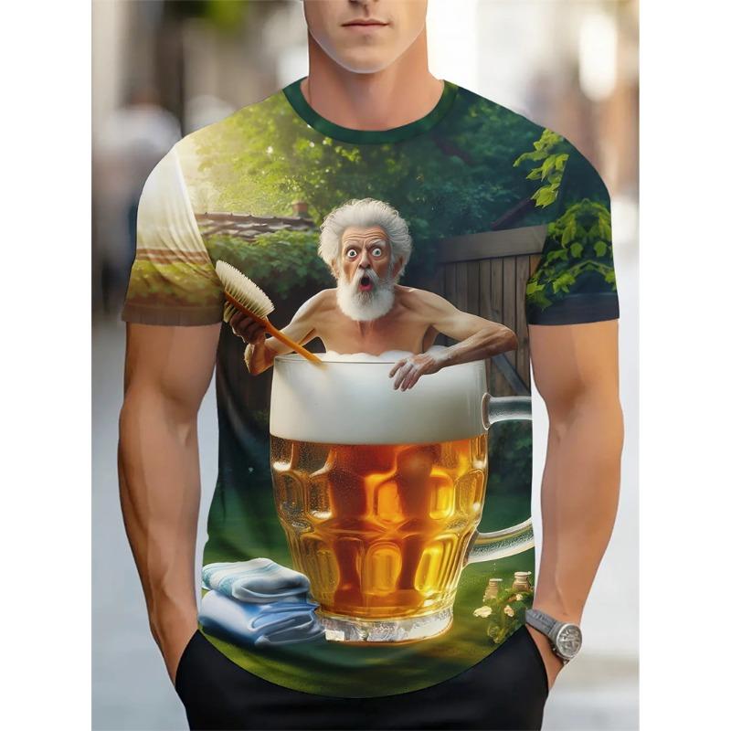 New Street Style Funny Men's Clothing Casual T-shirt 3D Printing Fun Animal Graphics Short Sleeved Loose Round Neck Top For Men