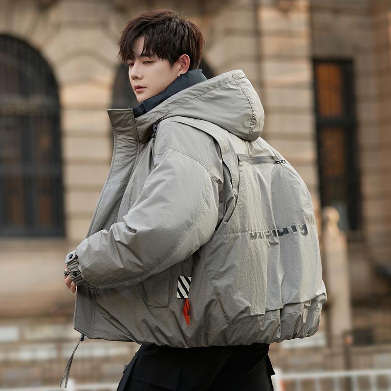 Пуховик мужской зимний молодежный новый модный бренд с капюшоном спортивная студенческая куртка инструментальная короткая модная