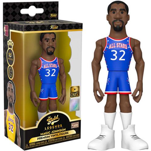 Легенды НБА: Виниловые 5-дюймовые виниловые Gold Chase Magic Johnson поставляются 1 из 6