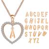 Stylish Diamond-Studded Heart and Letter Love Necklace